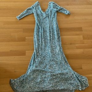 THEIA LIGHT BLUE BEADED GOWN SIZE 14 WORN ONCE